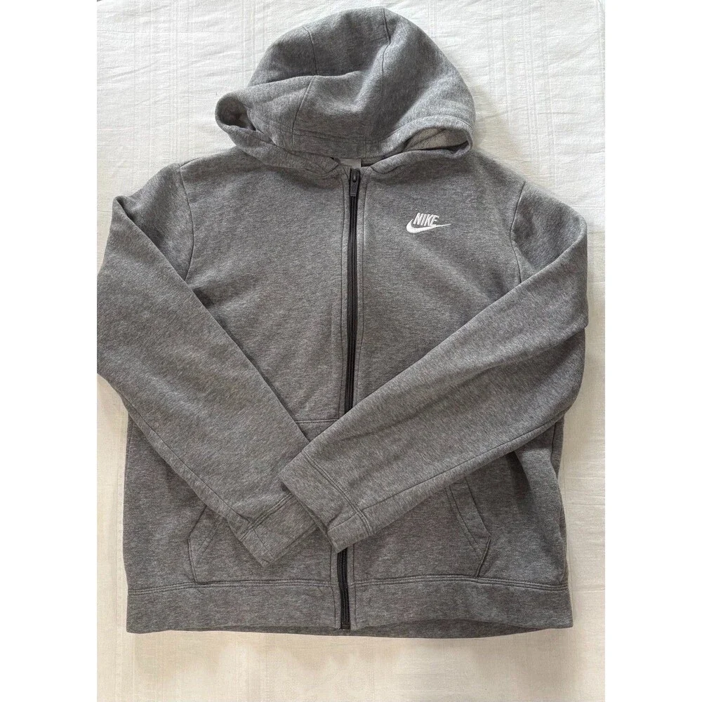 Nike Women's XL Gray Full Zip Fleece Hoodie Sweatshirt Embroidered Logo